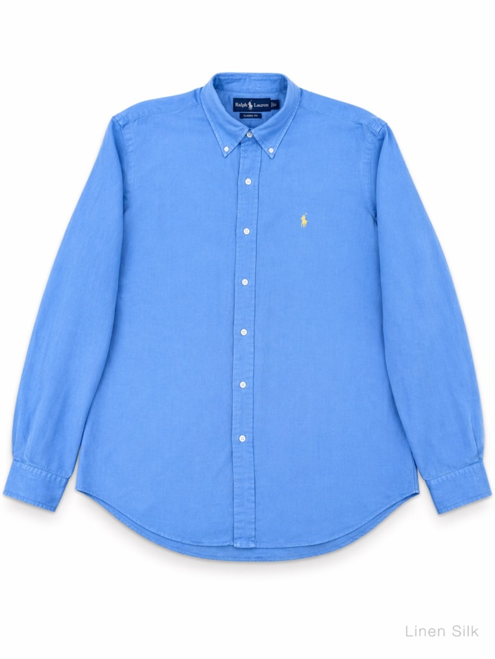 Ralph Lauren Light Blue Linen Silk Button Down Classic Fit L